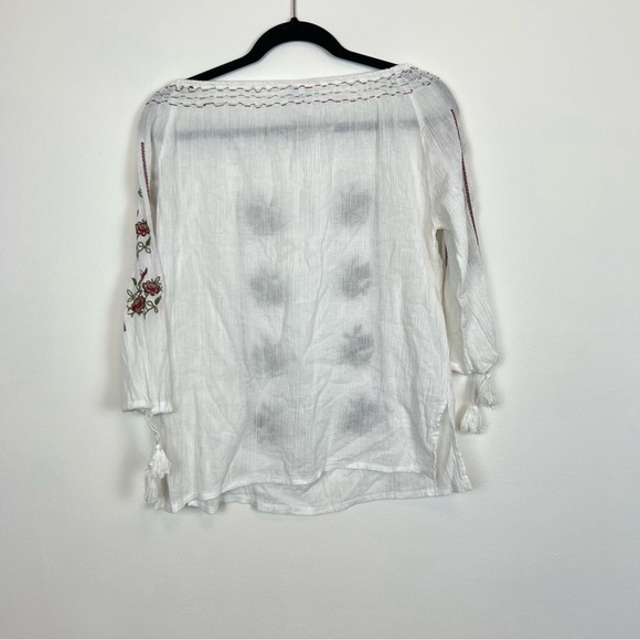 Vintage embroidered blouse- rosette pattern sheer cottagecore - Rom Populare - Picture 5 of 5